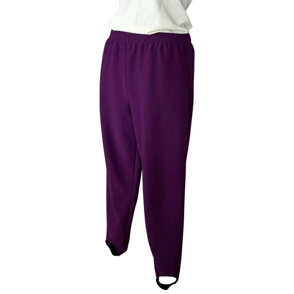 VINTAGE 80s Purple Stretch Stirrup Pants - Picture 3 of 8
